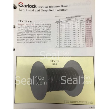 Garlock Compression Packing Model 644 1/2”